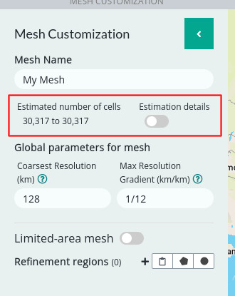 Screenshot 1 of estimated number of mesh cells