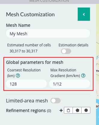 Screenshot of global parameters for mesh