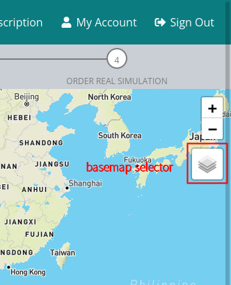 Screenshot of basemap selector