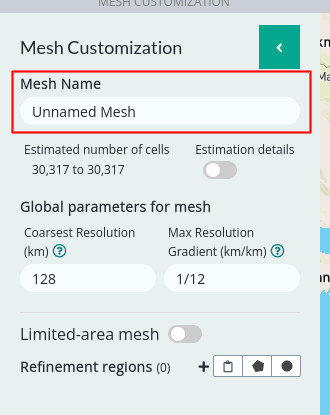 Screenshot of mesh name