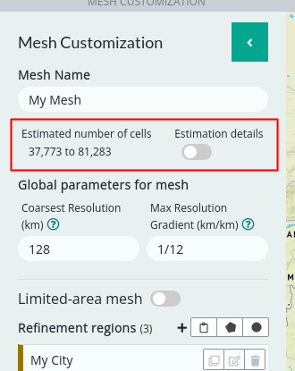 Screenshot 2 of estimated number of mesh cells