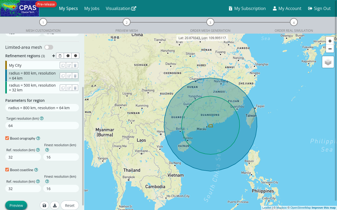 Screenshot 2 of setting parameters for region